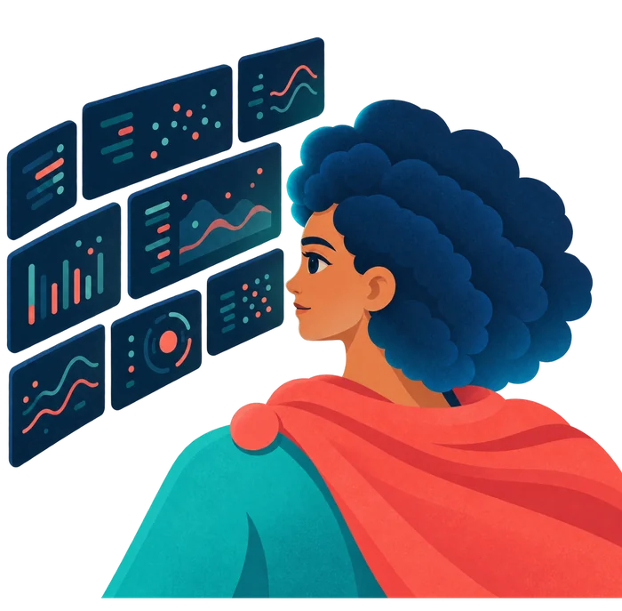 Illustration: the guardian overseeing an array of monitoring screens