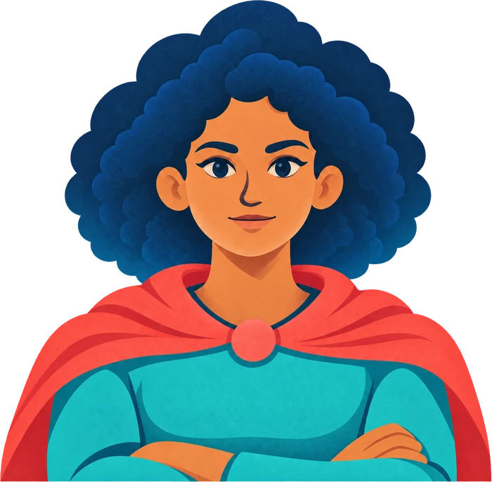 Illustration: the Adso guardian, arms crossed, with a calm reassuring smile